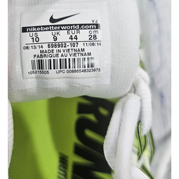 Nike Air Max 2015 MENS SIZE 10 Running Shoes White Volt Green 698902 107 - Picture 14 of 14